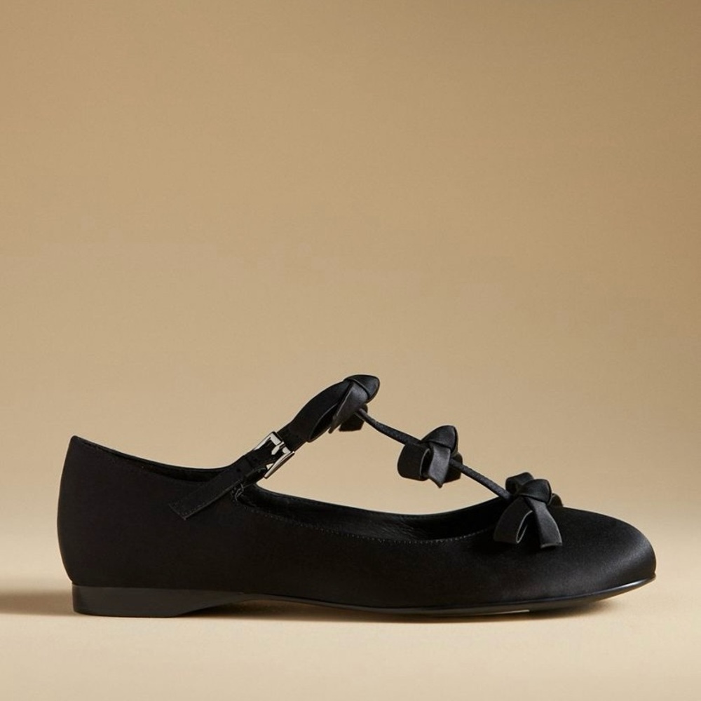 Jeffrey Campbell Black Flats with Bow Accents